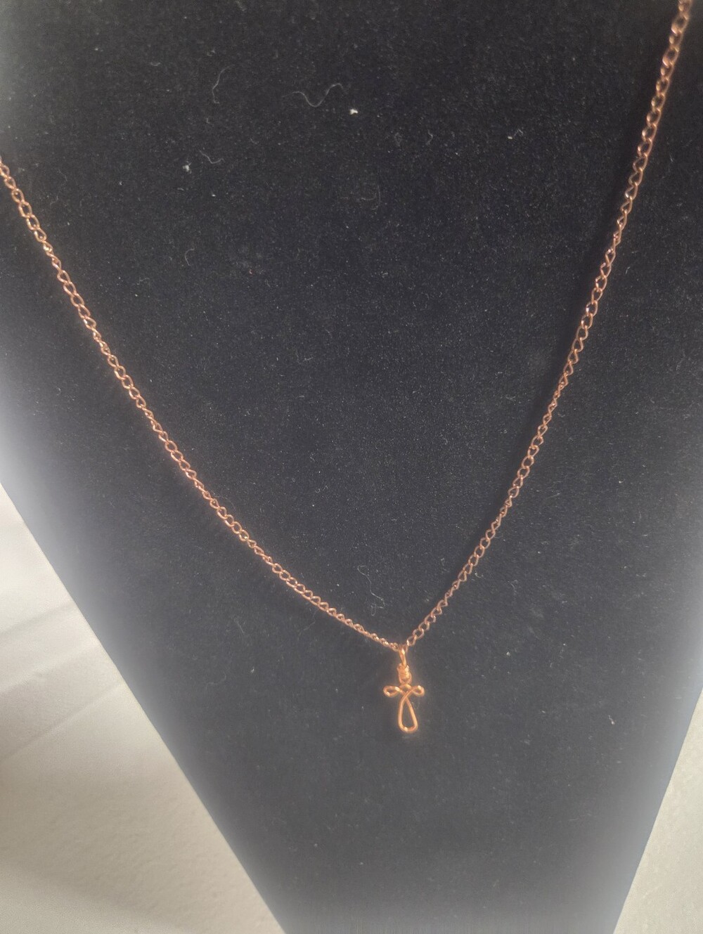 Handcrafted Delicate Copper Cross Pendant Necklace - Women Jewelry